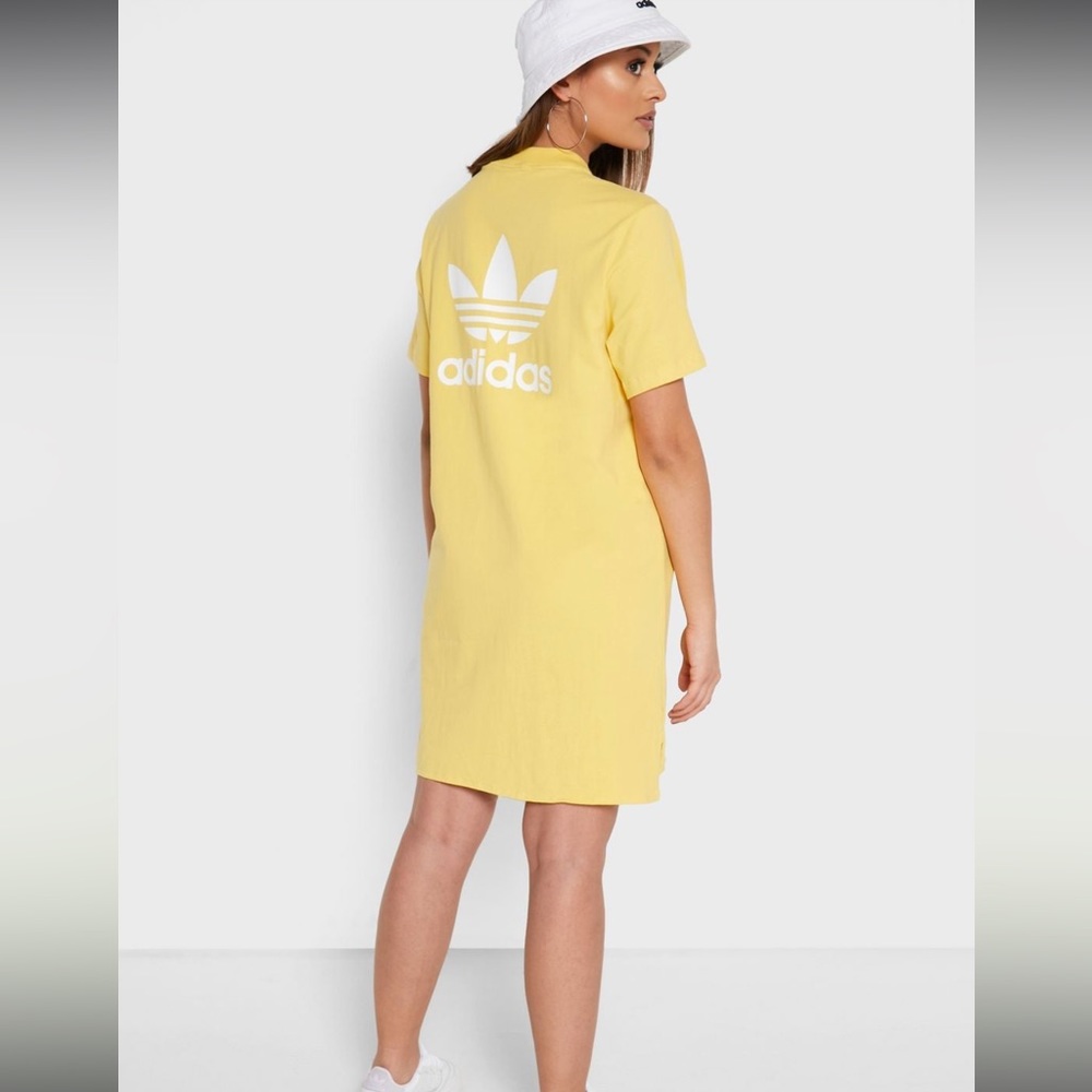 Yellow Adidas T-Shirt Dress - Size Small